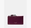 Kate Spade New York Loop Pebbled Leather Card Case In Burgundy