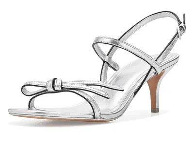 Kate Spade Loop Kitten Heel Sandals In Silver