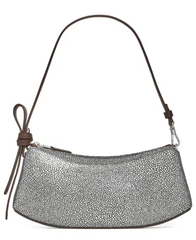 Kate Spade Loop Metallic Dot Printed Small Pochette Handbag In Silver