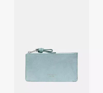 Kate Spade Loop Suede Zip Card Case In Blue