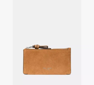 Kate Spade Loop Suede Zip Card Case In Brown