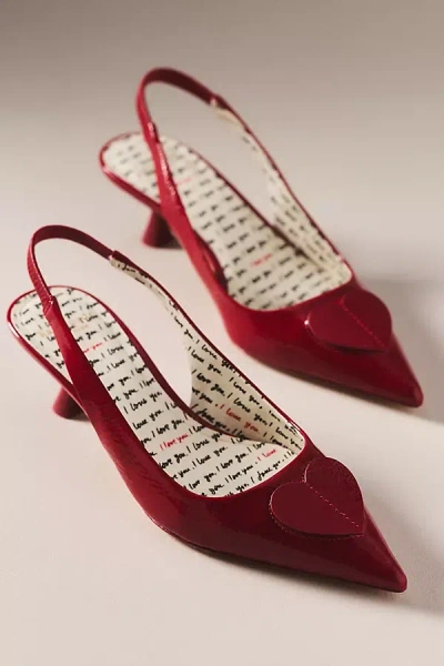 Kate Spade Lover Kitten-heel Slingbacks In Burgundy