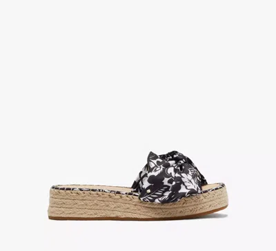 Kate Spade Lucie Tropical Foliage Espadrilles In Black