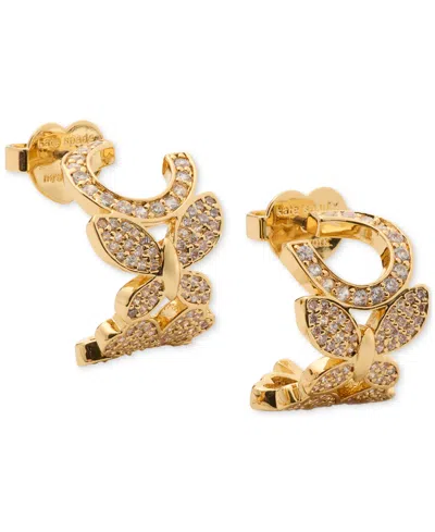 Kate Spade Lucky Charm Gold-tone Crystal Huggie Hoop Earrings In Clear,gold.