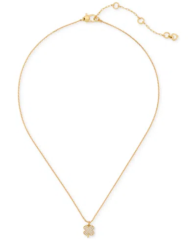 Kate Spade Lucky Charm Gold-tone Pave Crystal Clover Pendant Necklace, 16" + 3" Extender