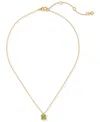 Kate Spade Lucky Charm Gold-tone Pave Crystal Clover Pendant Necklace, 16" + 3" Extender In Green,gold