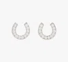 Kate Spade Lucky Charm Pavé Horseshoe Studs In Silver