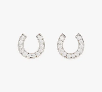 Kate Spade Lucky Charm Pavé Horseshoe Studs In Silver