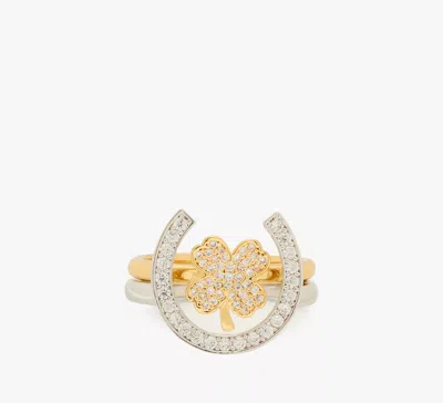 Kate Spade Lucky Charm Stacking Ring Set In Gold