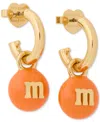 Kate Spade M&m X  New York Gold-tone M&m Charm Huggie Hoop Earrings In Orange,gol