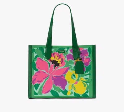 Kate Spade Manhattan Orchid Bloom Canvas Over The Shoulder Tote In Green