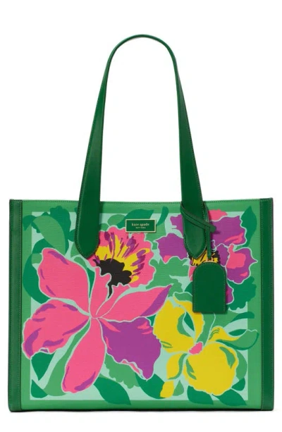 KATE SPADE MANHATTAN ORCHID BLOOM CANVAS TOTE