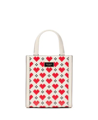 Kate Spade Manhattan Pixel Hearts Mini Tote Bag In Cream