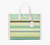 Kate Spade Manhattan Striped Woven Straw Large Tote In Green