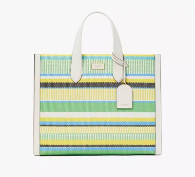 Kate Spade Manhattan Striped Woven Straw Large Tote In Green