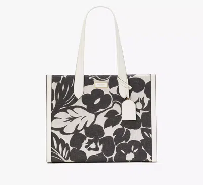 Kate Spade Manhattan Tropical Foliage Canvas Jacquard Over The Shoulder Tote In Black