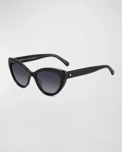 Kate Spade Marlah Acetate Cat-eye Sunglasses In Black/gray Gradient