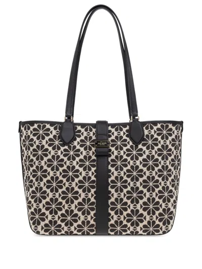 Kate Spade Medium Floral-jacquard Tote Bag In Black