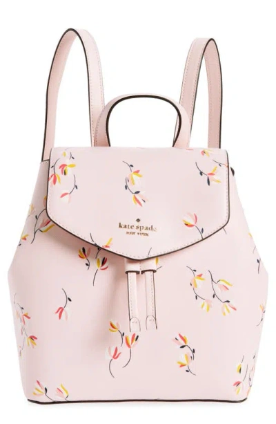 Kate Spade Medium Flower Print Flap Backpack In Pink Multi