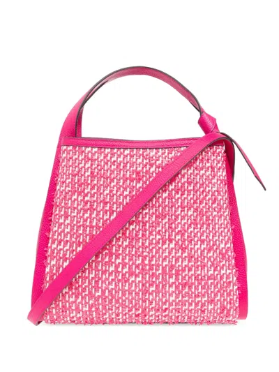Kate Spade Medium Knott Tweed Leather Bag In Pink