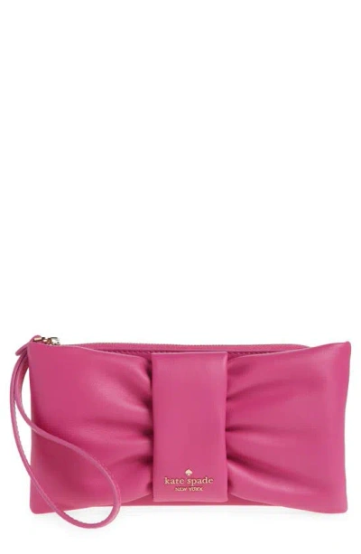 Kate Spade Medium Leather Wristlet In Magenta Lipstick