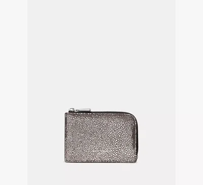 Kate Spade Metallic Dot Suede Mini Zip Card Case In Silver