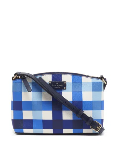 Pre-owned Kate Spade Millie Gingham Crossbody Bag In Blue