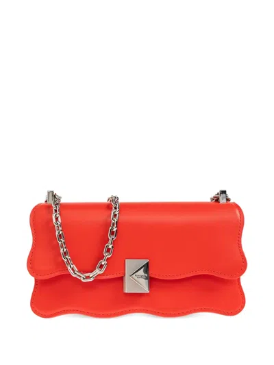 Kate Spade Mini Deco Wavy Scalloped-edge Leather Cross Body Bag In Red