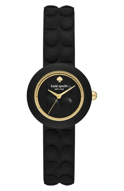 Kate Spade Mini Park Row Silicone Strap Watch, 28mm In Black