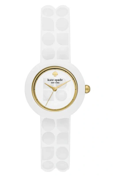 Kate Spade New York Mini Park Row Silicone Strap Watch, 28mm In White