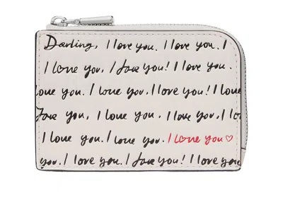 Kate Spade Mini Zip Card Case I Love You Script Embossed Leather Mini Zip Card Case Wallet Handbags Cream Multi
