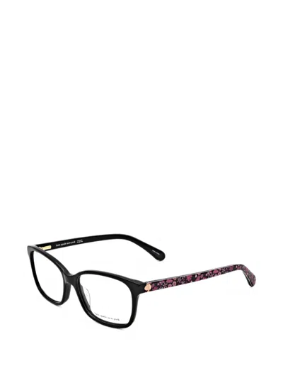 Kate Spade Miriam Floral-print Rectangle-frame Glasses In Black