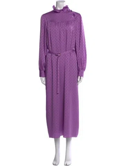 Pre-owned Kate Spade Mock Neck Long Dress In Purple