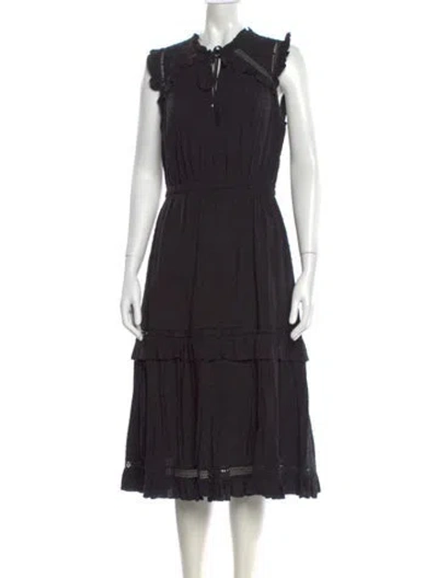 Pre-owned Kate Spade Mock Neck Midi Length Dress In Black