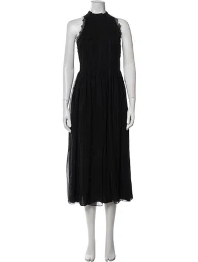 Pre-owned Kate Spade Mock Neck Midi Length Dress In Black