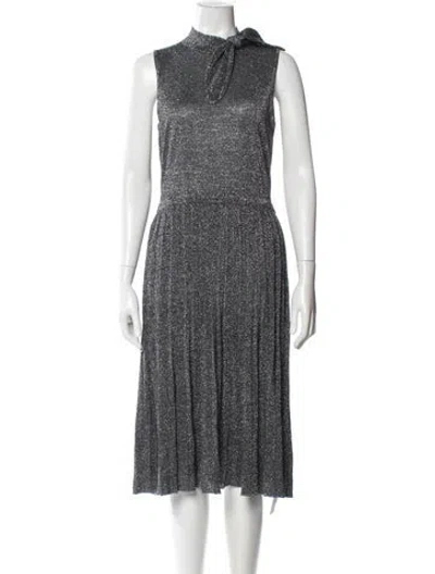 Pre-owned Kate Spade Mock Neck Midi Length Dress In Silver