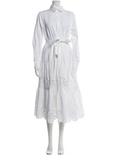 Pre-owned Kate Spade Mock Neck Midi Length Dress In White