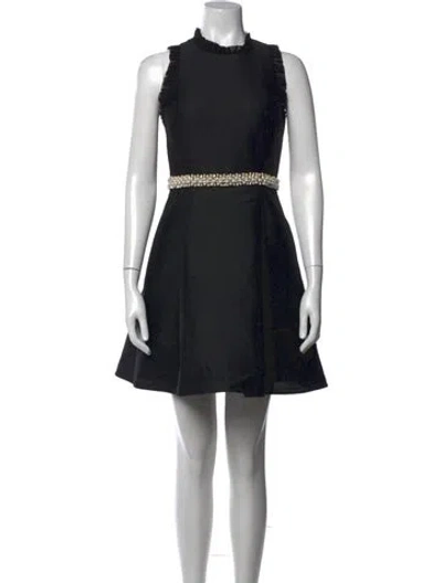 Pre-owned Kate Spade Mock Neck Mini Dress In Black