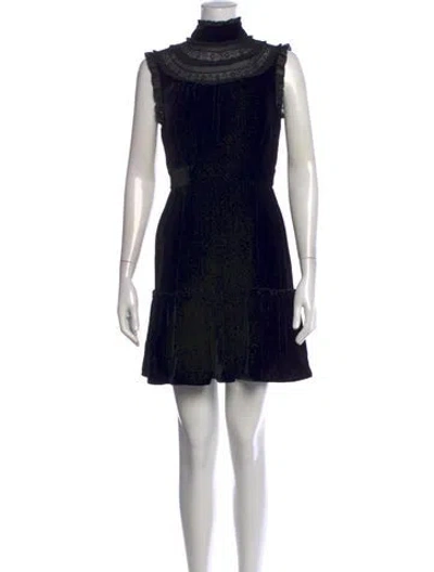Pre-owned Kate Spade Mock Neck Mini Dress In Black