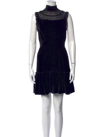 Pre-owned Kate Spade Mock Neck Mini Dress In Black