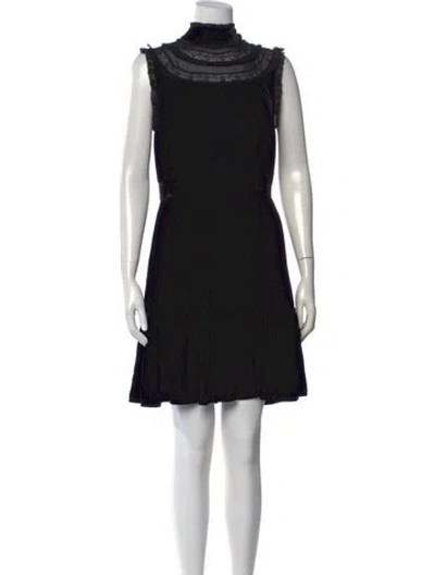 Pre-owned Kate Spade Mock Neck Mini Dress In Black