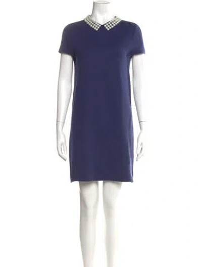 Pre-owned Kate Spade Mock Neck Mini Dress In Blue