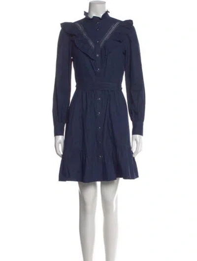 Pre-owned Kate Spade Mock Neck Mini Dress In Blue