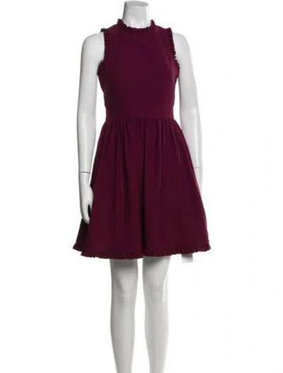 Pre-owned Kate Spade Mock Neck Mini Dress In Burgundy