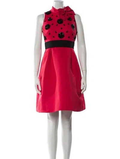 Pre-owned Kate Spade Mock Neck Mini Dress In Red
