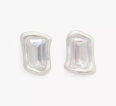 Kate Spade Molten Glass Statement Studs In Clear/silver