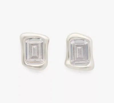 Kate Spade Molten Glass Studs In Clear/silver