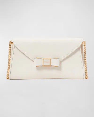Kate Spade Morgan Bow Envelope Flap Leather Crossbody Bag In Parchment