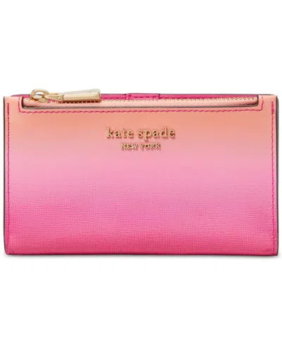 Kate Spade Morgan Ombre Leather Small Slim Bifold Wallet In Melon Ball