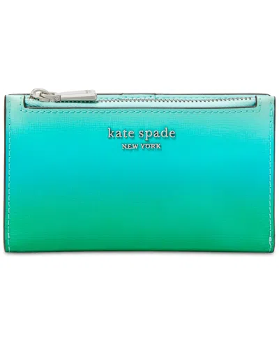 Kate Spade Morgan Ombre Leather Small Slim Bifold Wallet In Mint Lique